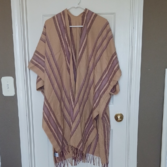 Madewell Tan and Purple Striped Shawl - Picture 1 of 12